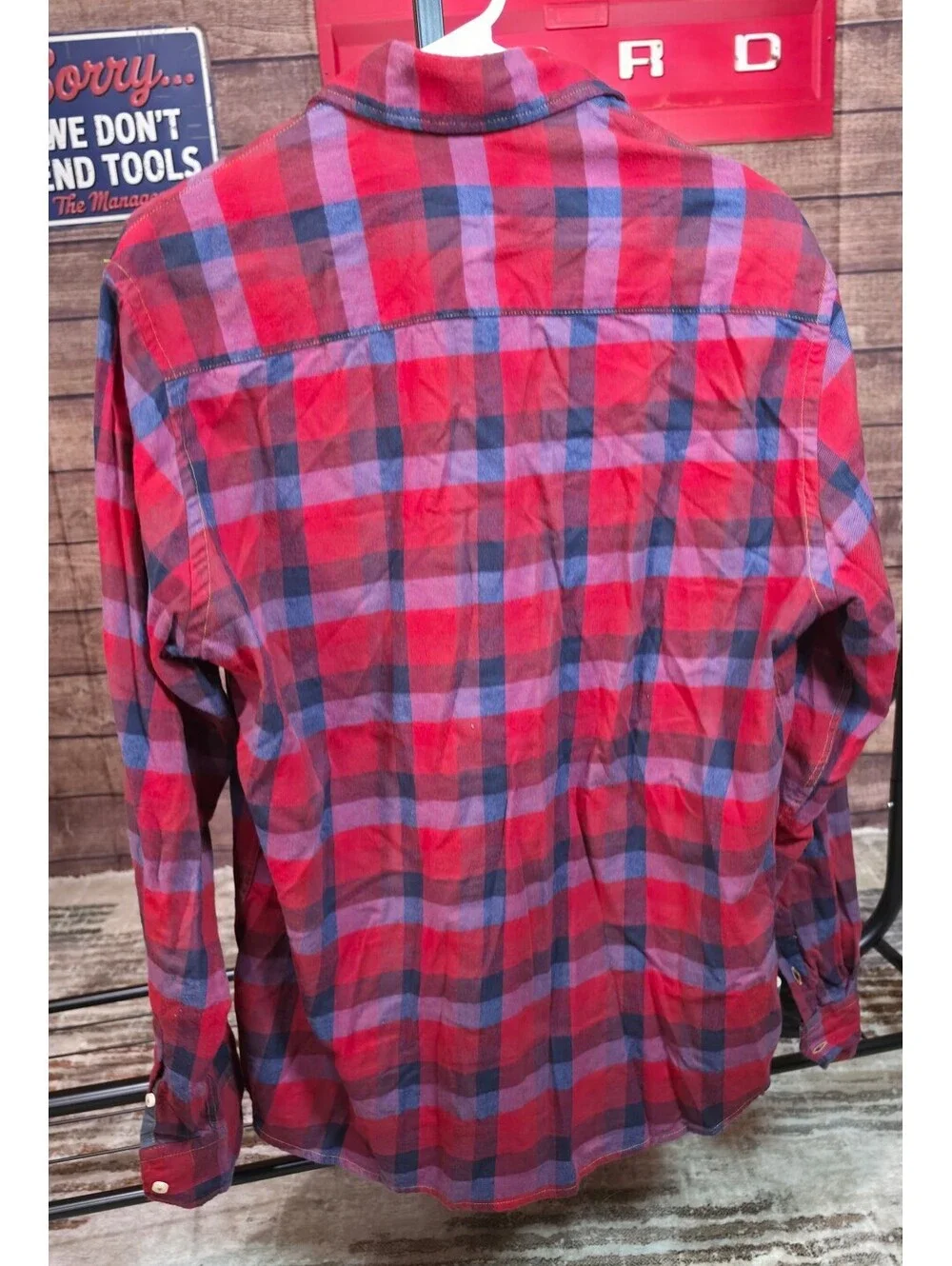 Red Torpedo Men's XL Red and Blue Plaid Button-Up Shirt
